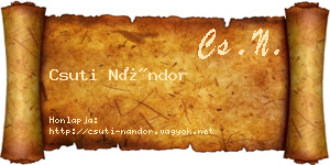 Csuti Nándor névjegykártya